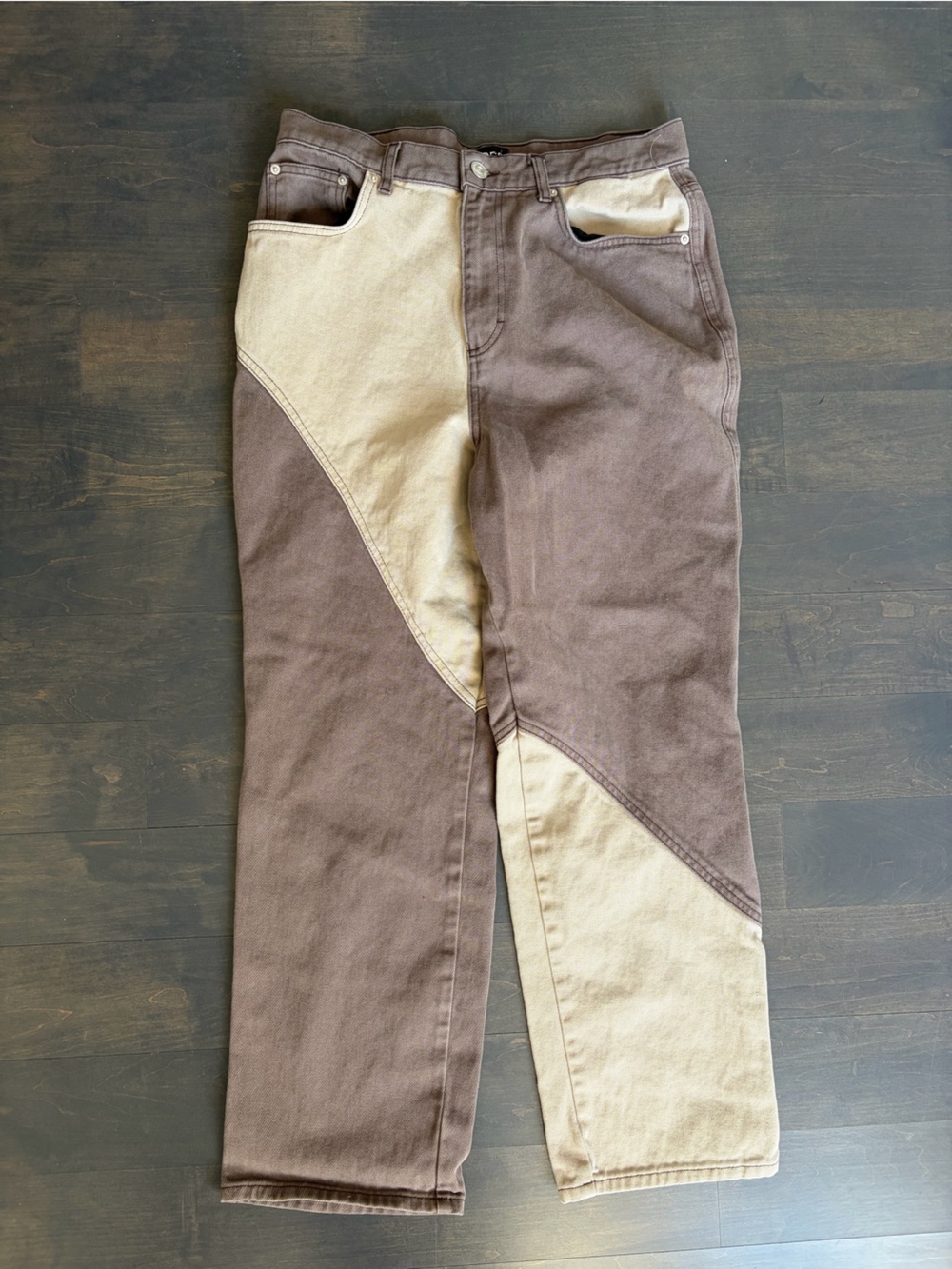 BDG Urban Outfitters Brown & Cream Two-Tone Cowboy Jeans NWOT Size 31